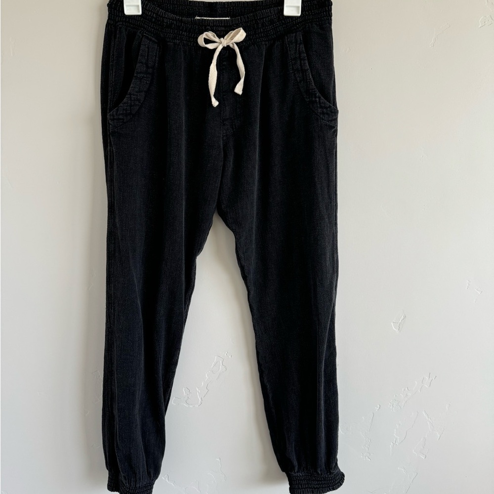 Rip Curl Black Joggers with Cream Drawstring
